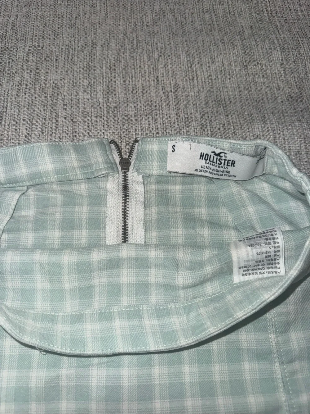 Hollister Mint Green Plaid Mini Skirt
